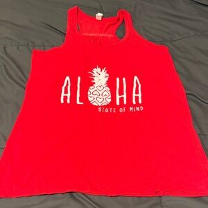 State of Mind Red Aloha Pineapple Tank Top